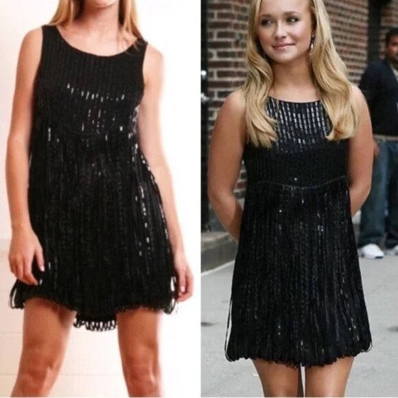 Alice + Olivia Sequin Bubble Hem Cocktail Dress - Size XS - Black - Picture 1 of 5
